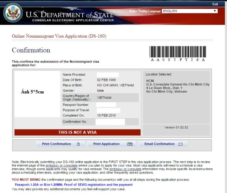 Hồ sơ visa du học Mỹ